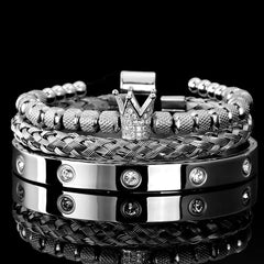 Jeeper's Keepers Diamond Roman Bracelets - Luxury Stainless Steel for Men Silver